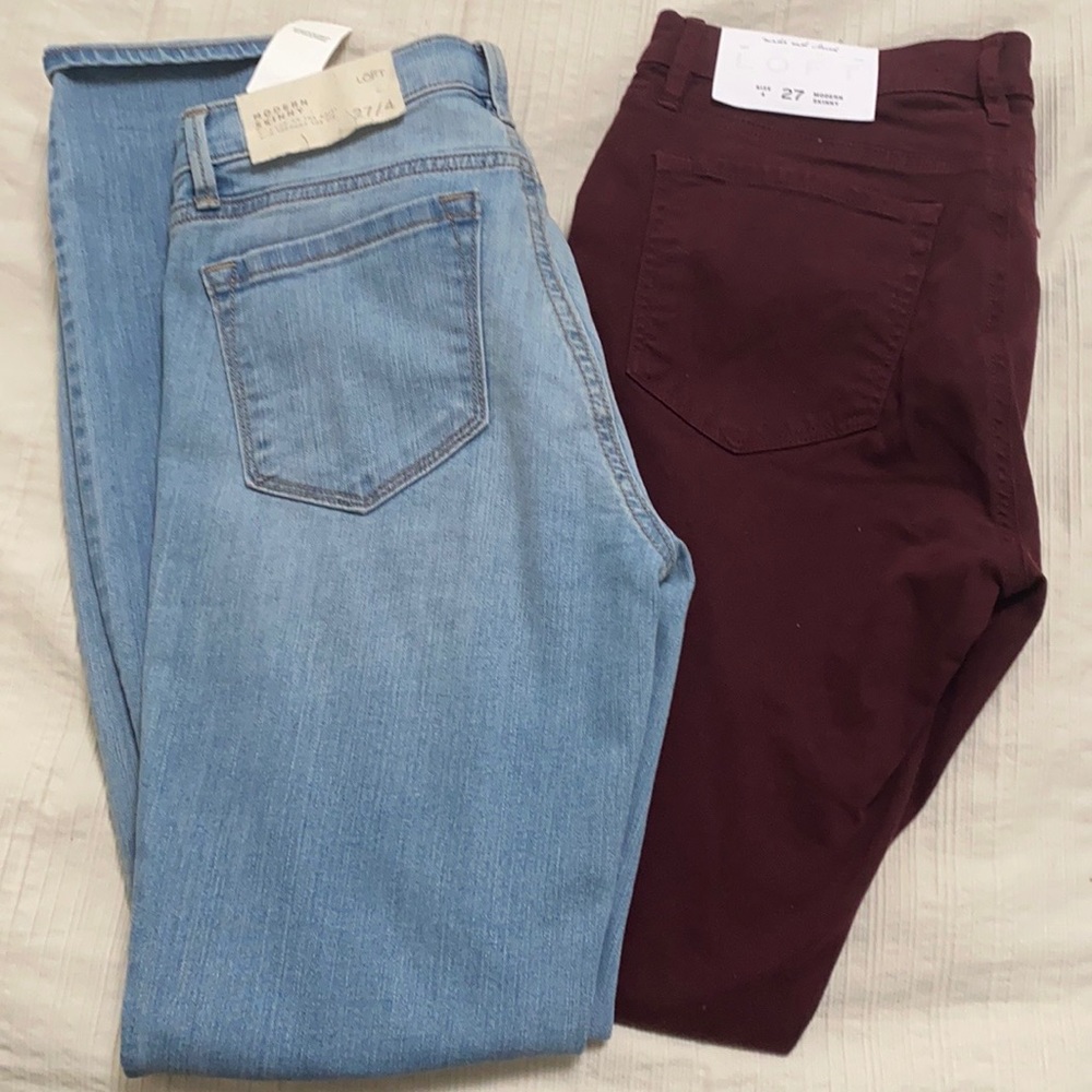 Loft Modern Skinny Jeans (Maroon)